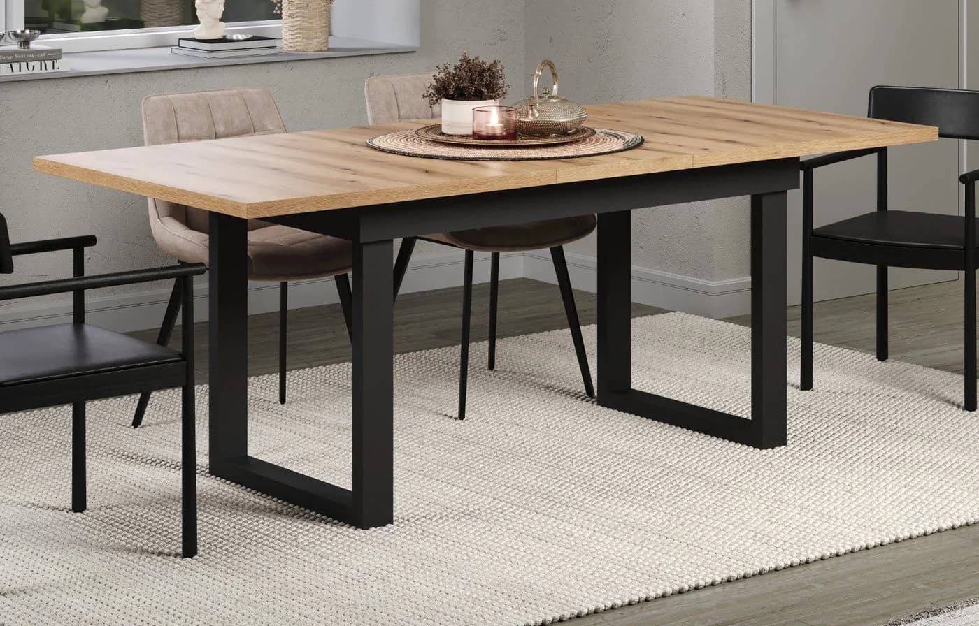 Furn.Design Esstisch Syncro Eiche Schwarz Ausziehbar Industrial
