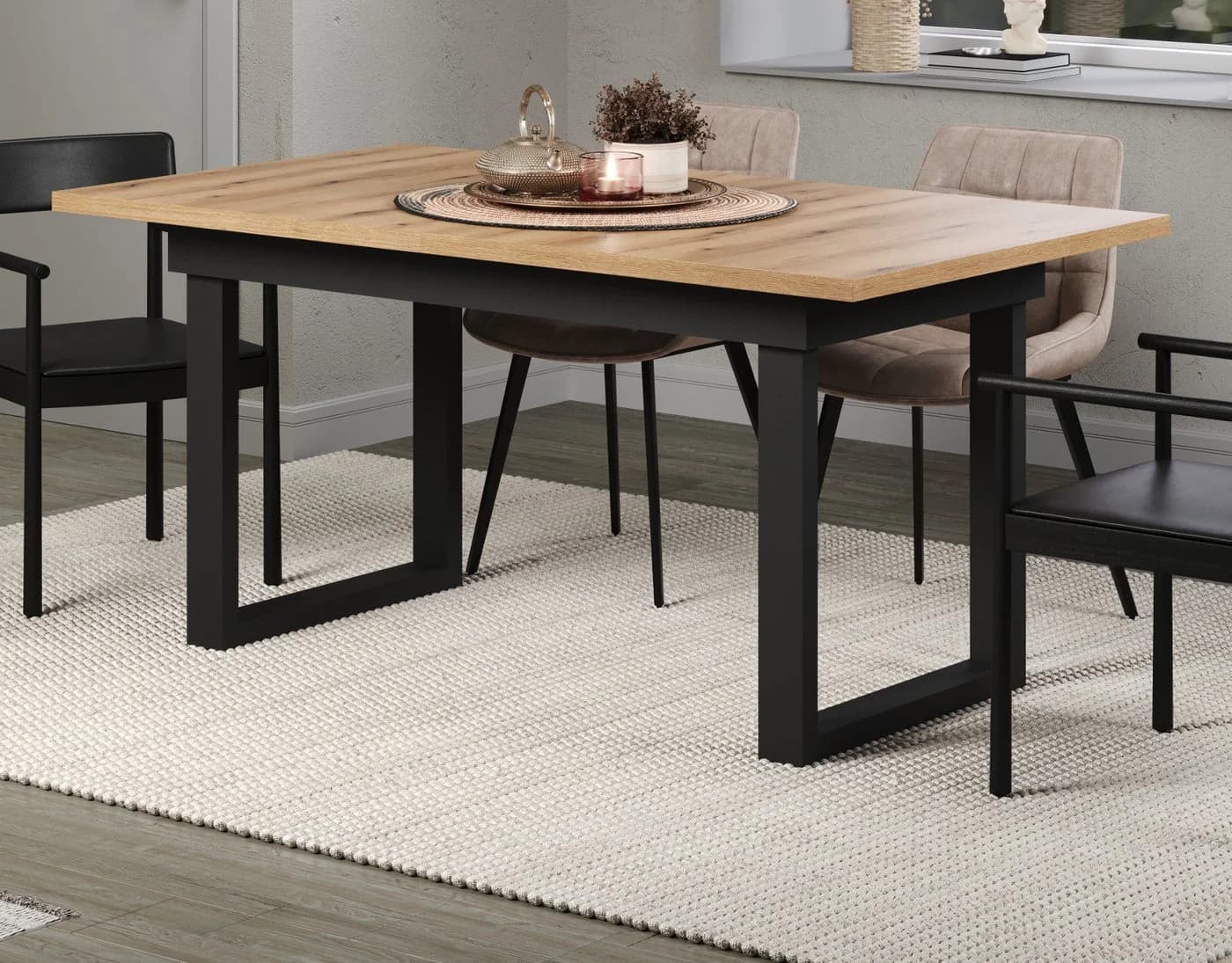 Furn.Design Esstisch Syncro Eiche Schwarz Ausziehbar Industrial - Bild 2