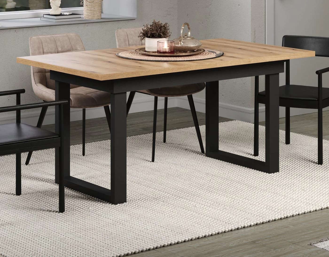 Furn.Design Esstisch Syncro Eiche Schwarz Ausziehbar Industrial - Bild 4