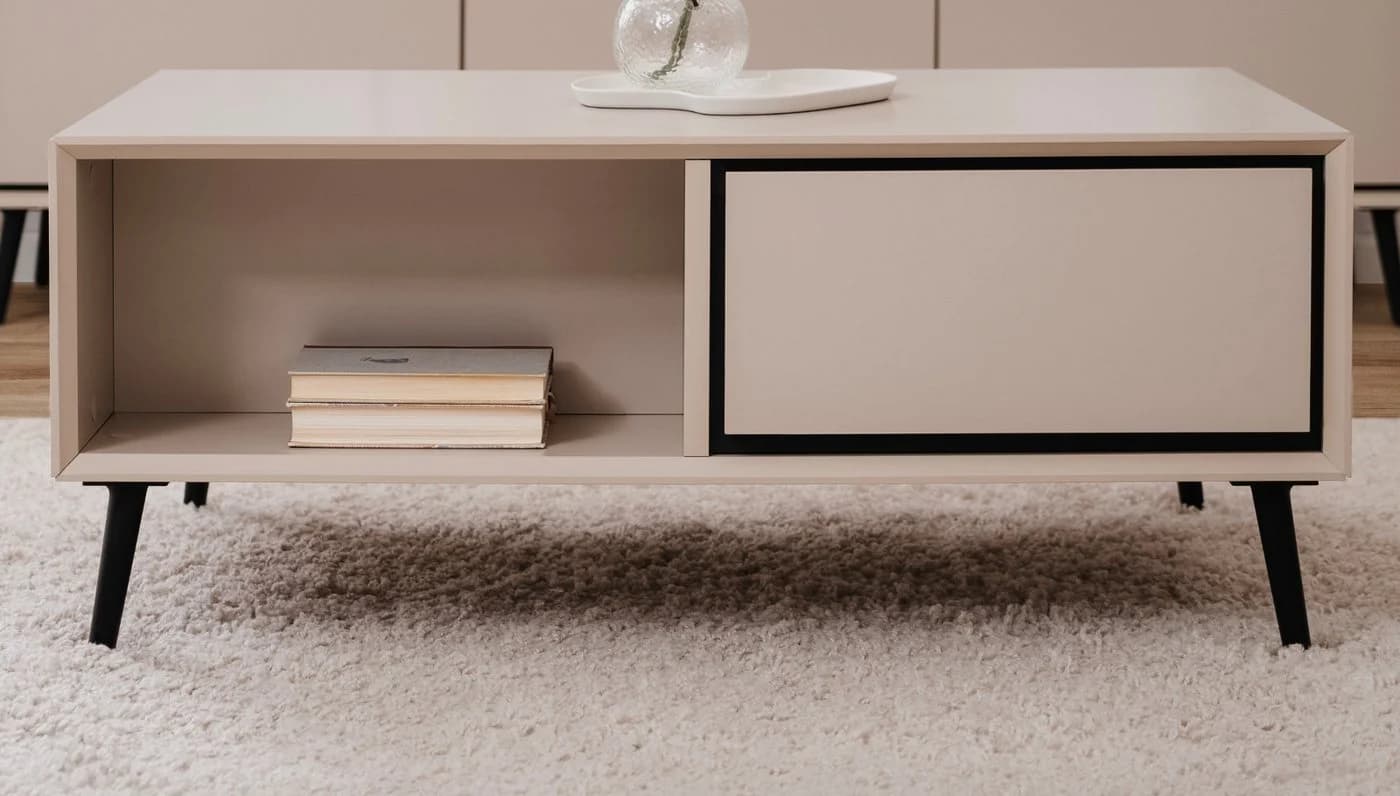 Furn.Design Couchtisch Brebbia Kaschmir/Sand mit 2 Schubkästen
