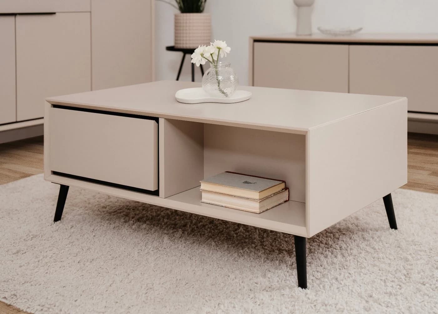 Furn.Design Couchtisch Brebbia Kaschmir/Sand mit 2 Schubkästen - Bild 2