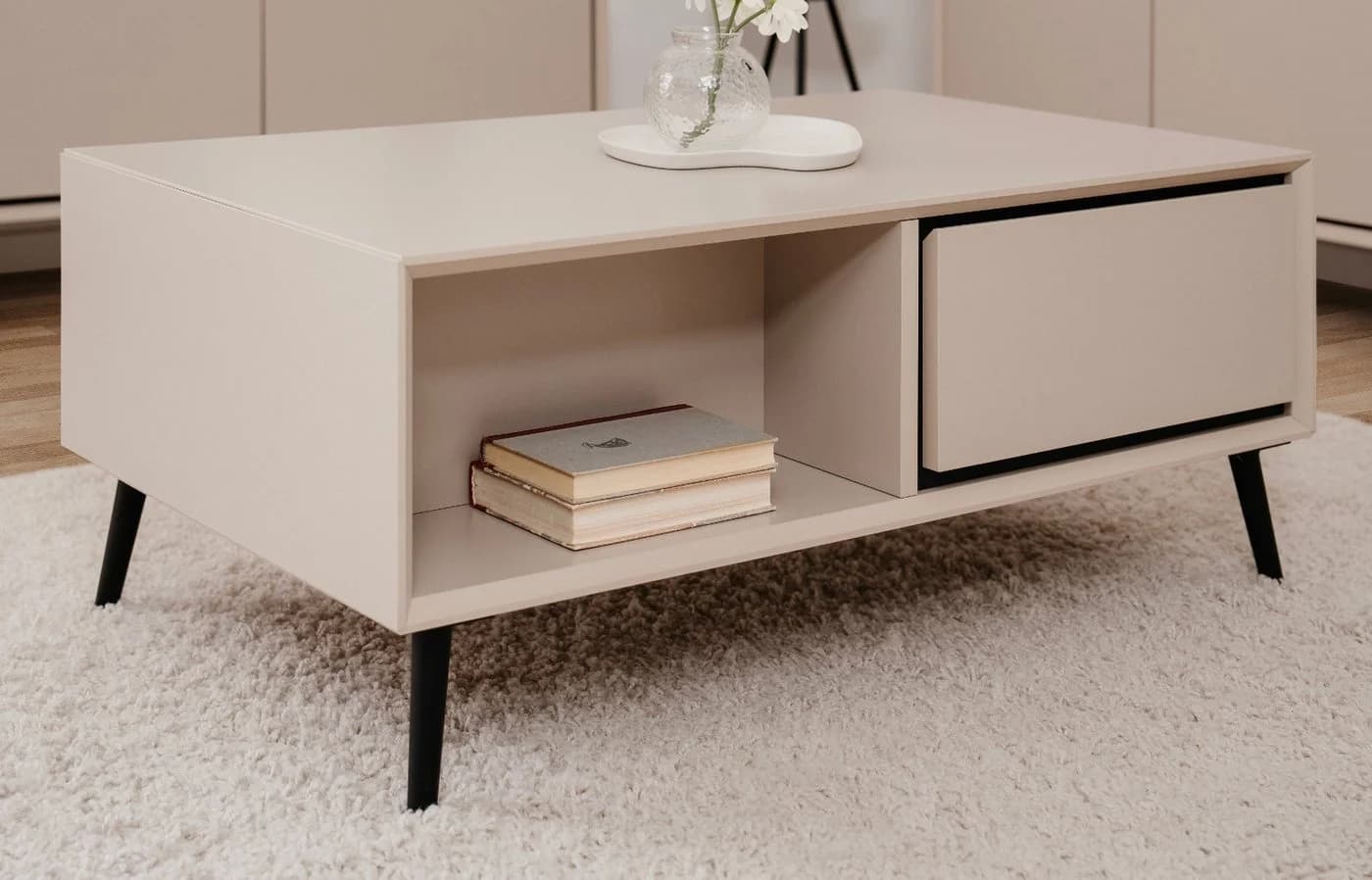 Furn.Design Couchtisch Brebbia Kaschmir/Sand mit 2 Schubkästen - Bild 5