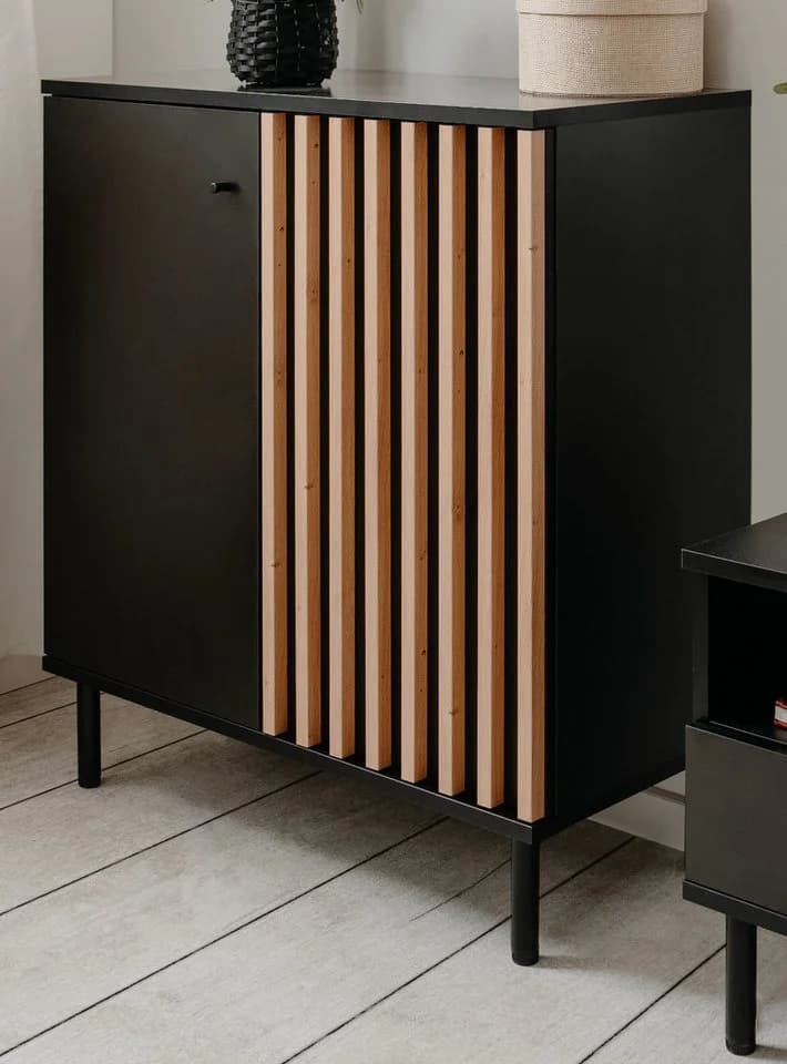 Furn.Design Kommode Biella Schwarz Artisan Eiche Dekor 80x90cm - Bild 2