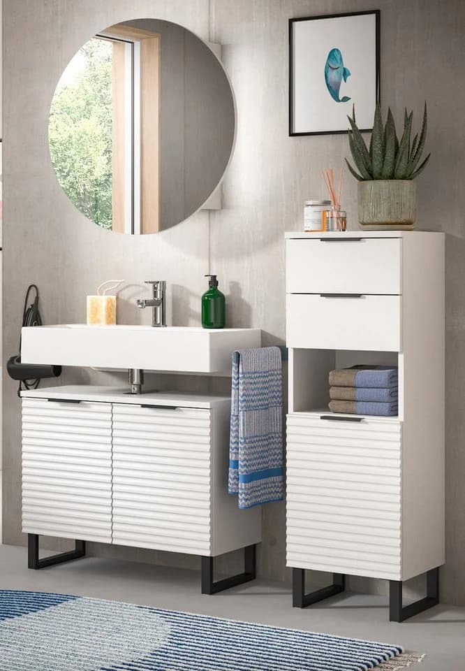 Inn.Furn Badkommode Roove Weiß 3D-Wellenstruktur Soft-Close - Bild 5