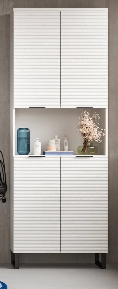 Inn.Furn Hochschrank Roove Badschrank Weiß 4-türig 70 x 193 cm Soft-Close-Funktion
