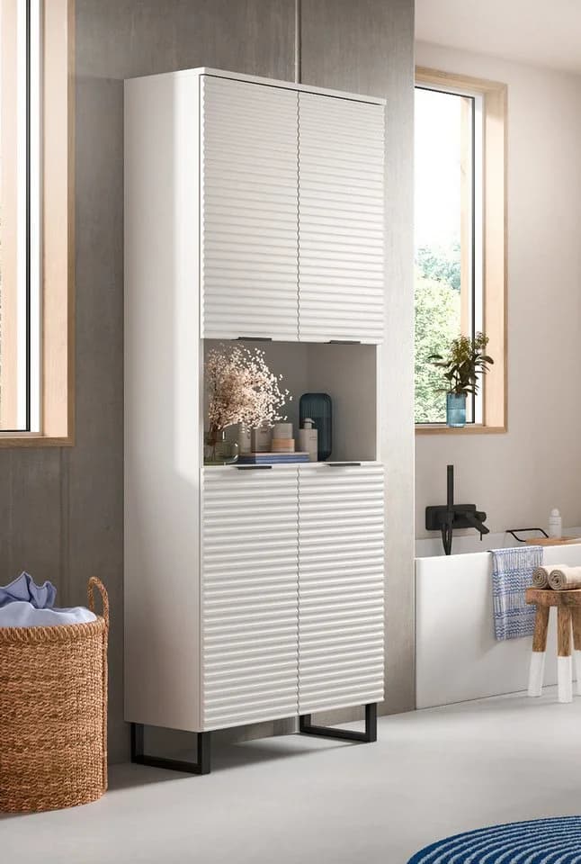 Inn.Furn Hochschrank Roove Badschrank Weiß 4-türig 70 x 193 cm Soft-Close-Funktion - Bild 5