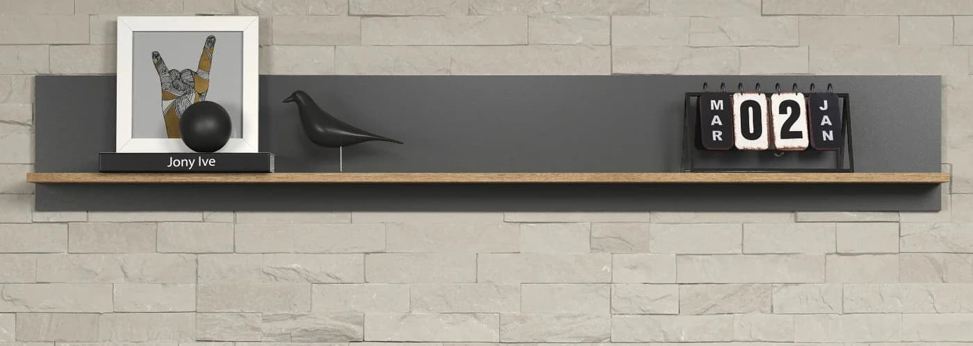 Furn.Design Wandregal Avila Grau Eiche Dekor Melamin