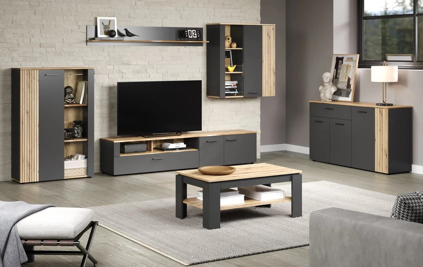 Furn.Design Wandregal Avila Grau Eiche Dekor Melamin - Bild 5