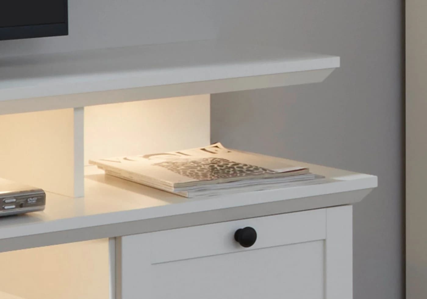 trendteam Wohnwand Baxter 3-teilig Weiß Landhaus mit TV Lowboard - Bild 5