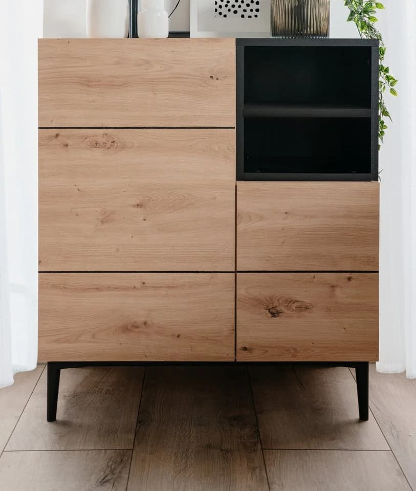 Furn.Design Kommode Liam Eiche Schwarz Modern