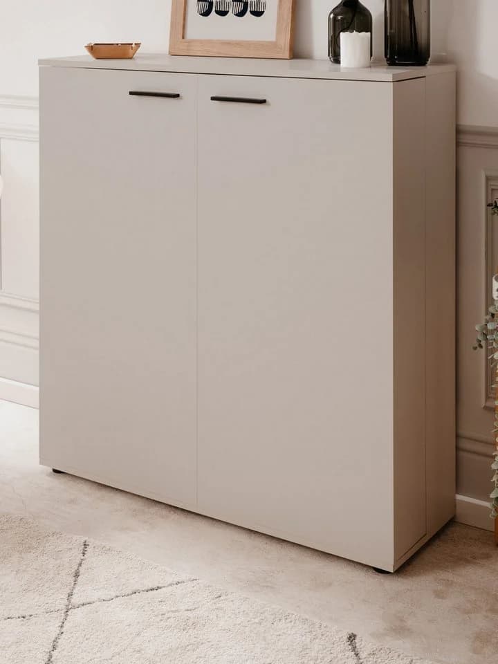 Furn.Design Schuhschrank Logu Samt Dekor Schwarz