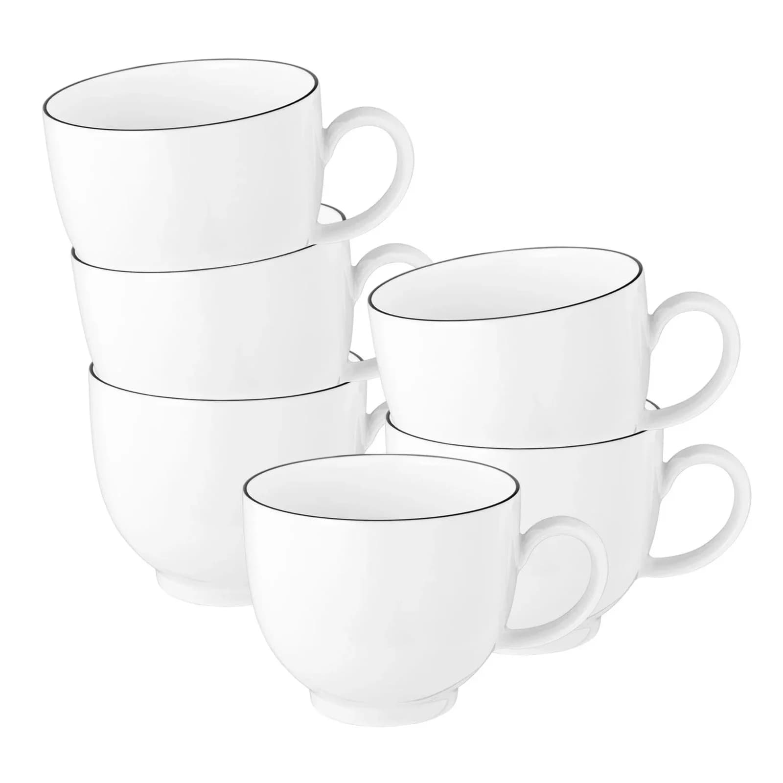 Seltmann Weiden Kaffeetassen Lido Black Line 220 ml 6er Set Schwarz