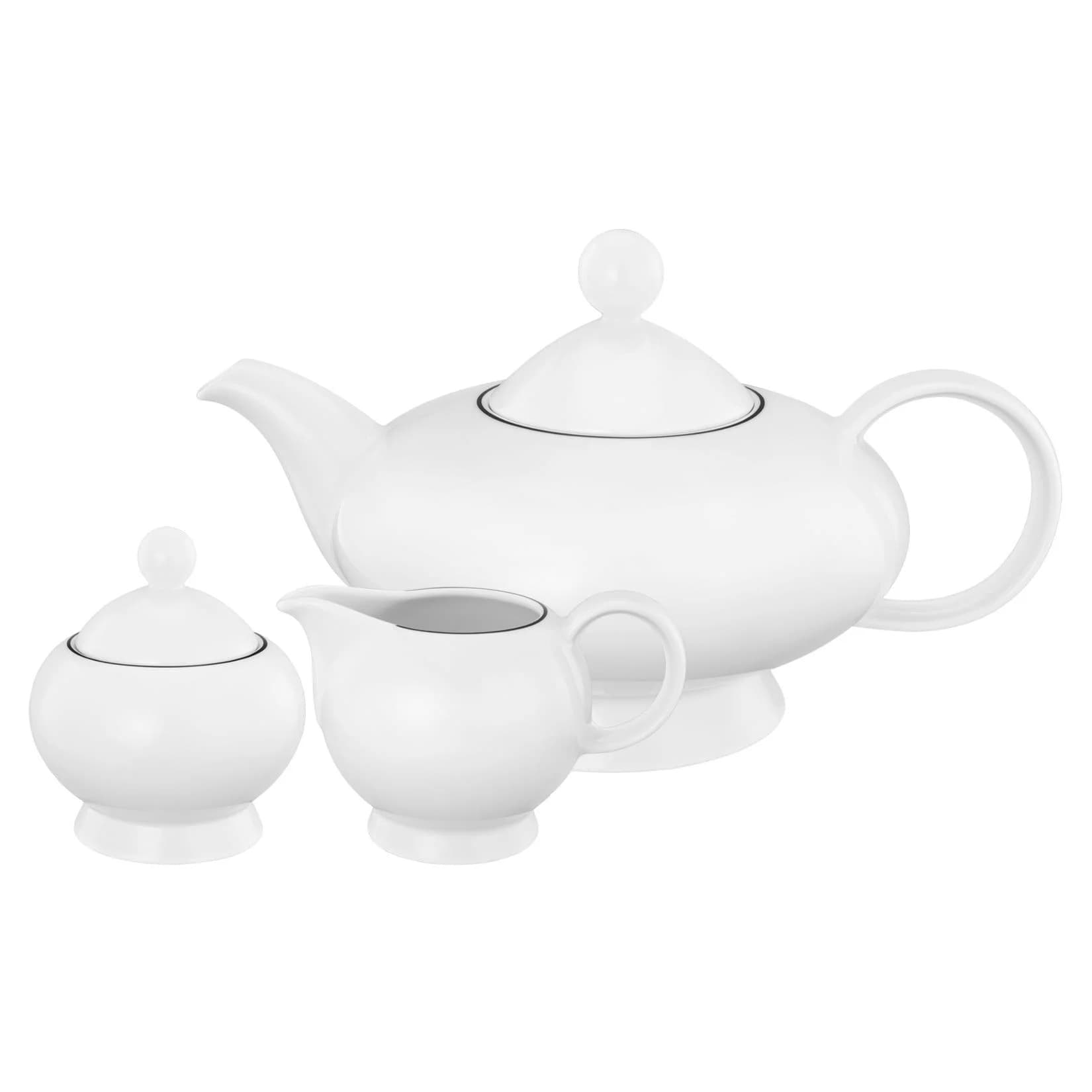 Seltmann Weiden Teekannen-Set Lido Black Line 3er Set Schwarz