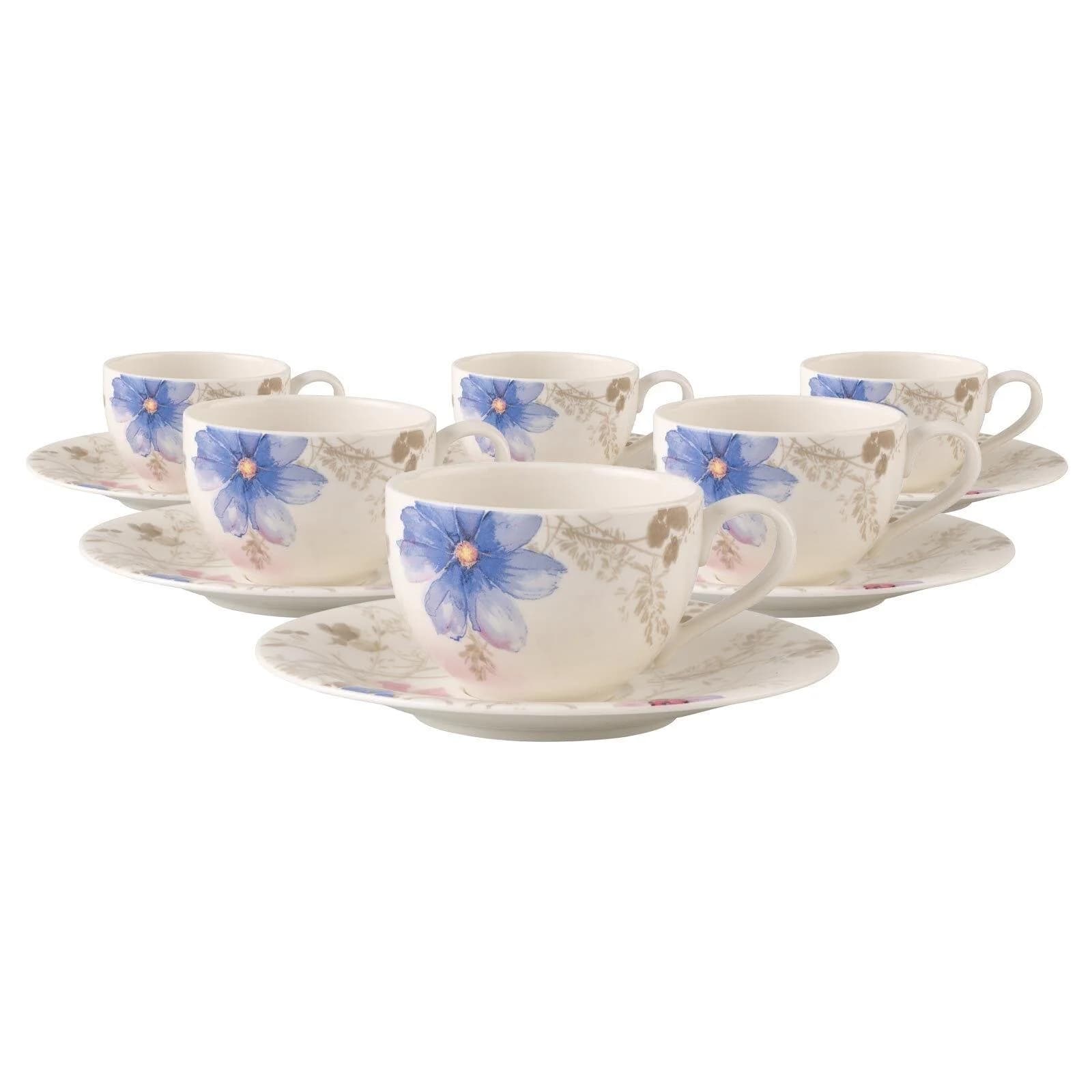 Villeroy & Boch Mariefleur Gris Basic Kaffeeobertasse mit Untertasse 6er Set