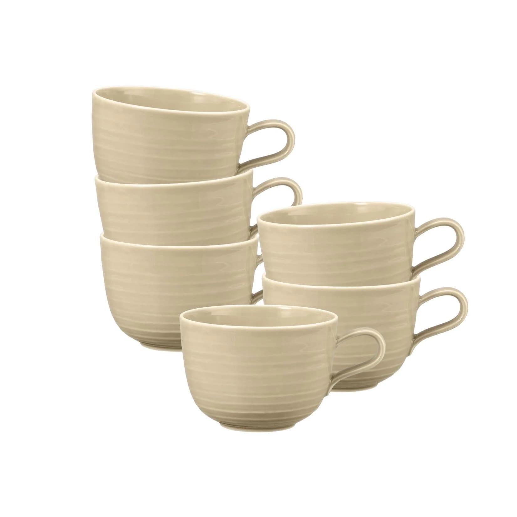 Seltmann Weiden Milchkaffeetassen Terra 6er Set Beige Porzellan