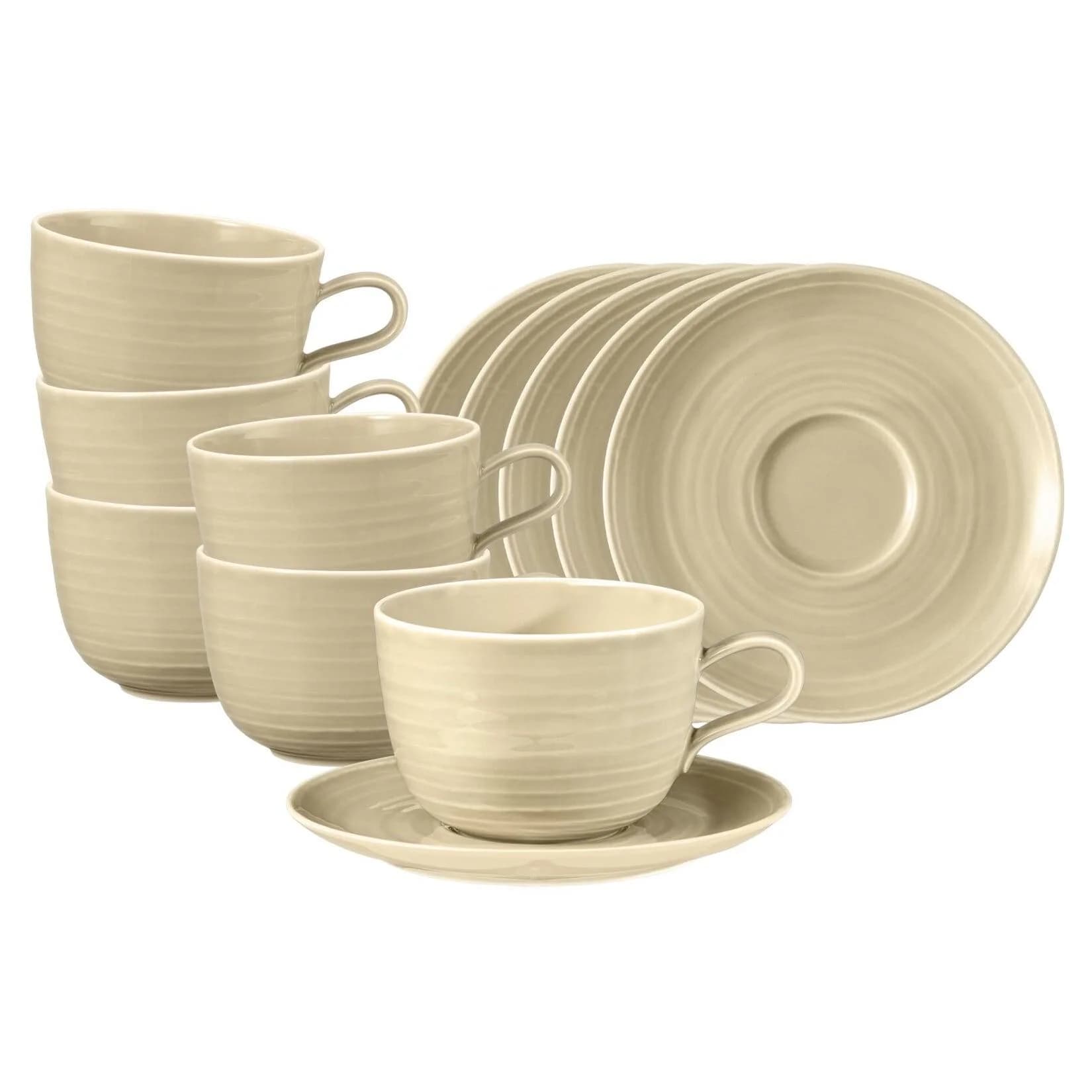 Seltmann Weiden Milchkaffeetassen Terra 12-tlg. Sandbeige Porzellan