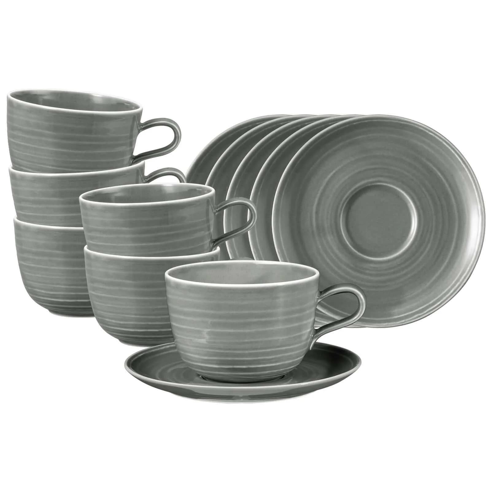 Seltmann Weiden Milchkaffeetassen Terra 12-tlg. Perlgrau Porzellan - Bild 2
