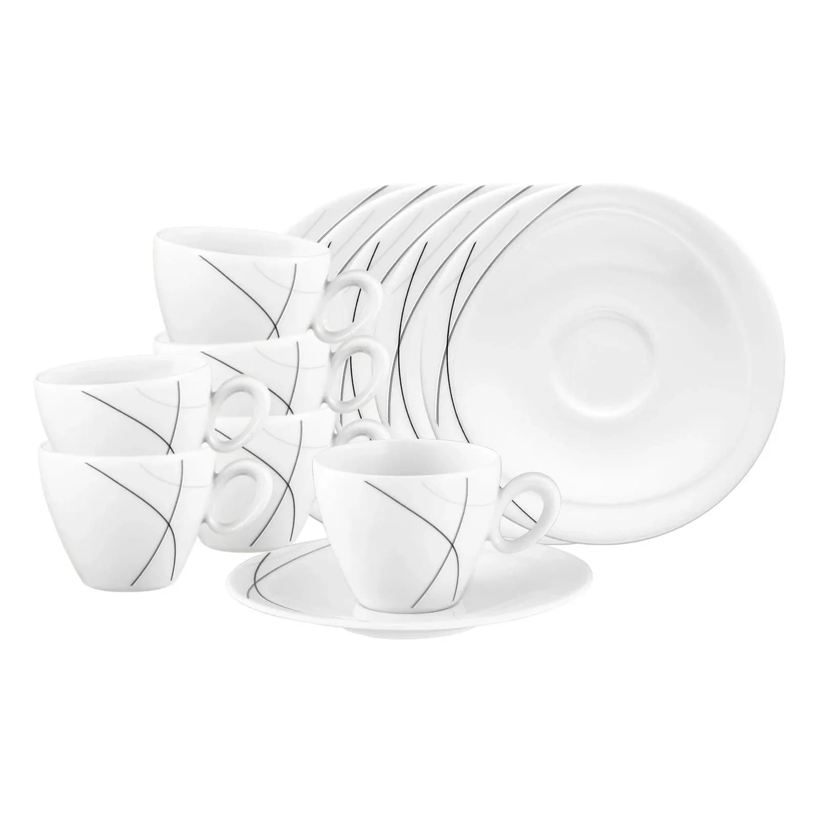 Seltmann Weiden Espressotassen Trio Highline 12-tlg. Weiß/Grau Porzellan