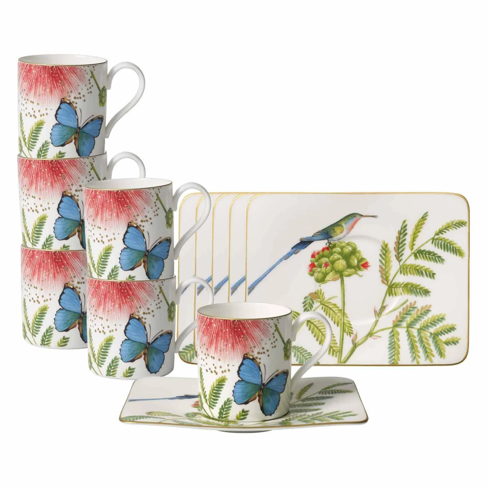 Villeroy & Boch Kaffeetassen mit Untertassen Amazonia 210 ml 6er Set Bunt