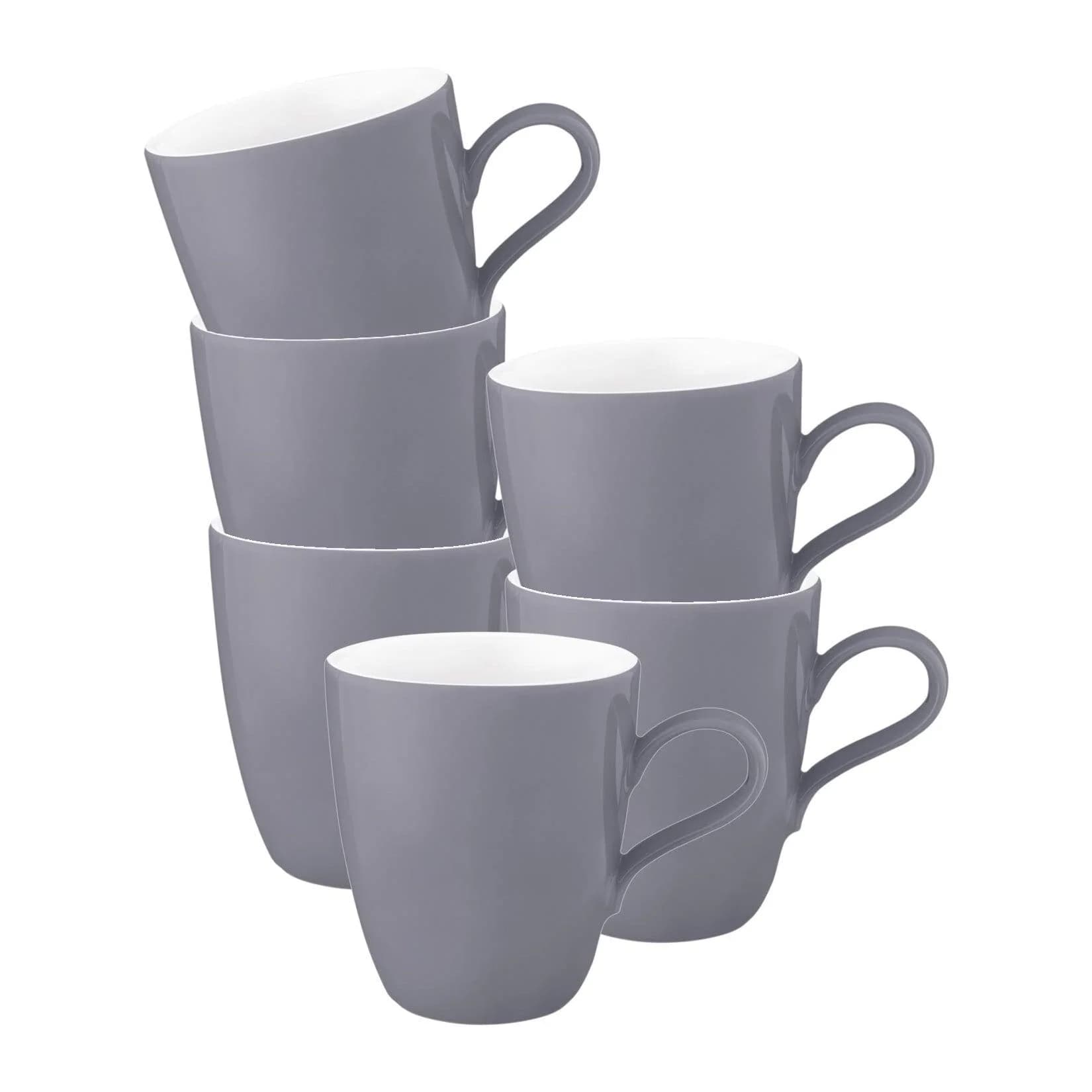 Seltmann Weiden Henkelbecher Life Fashion 400 ml 6er Set Grau Porzellan