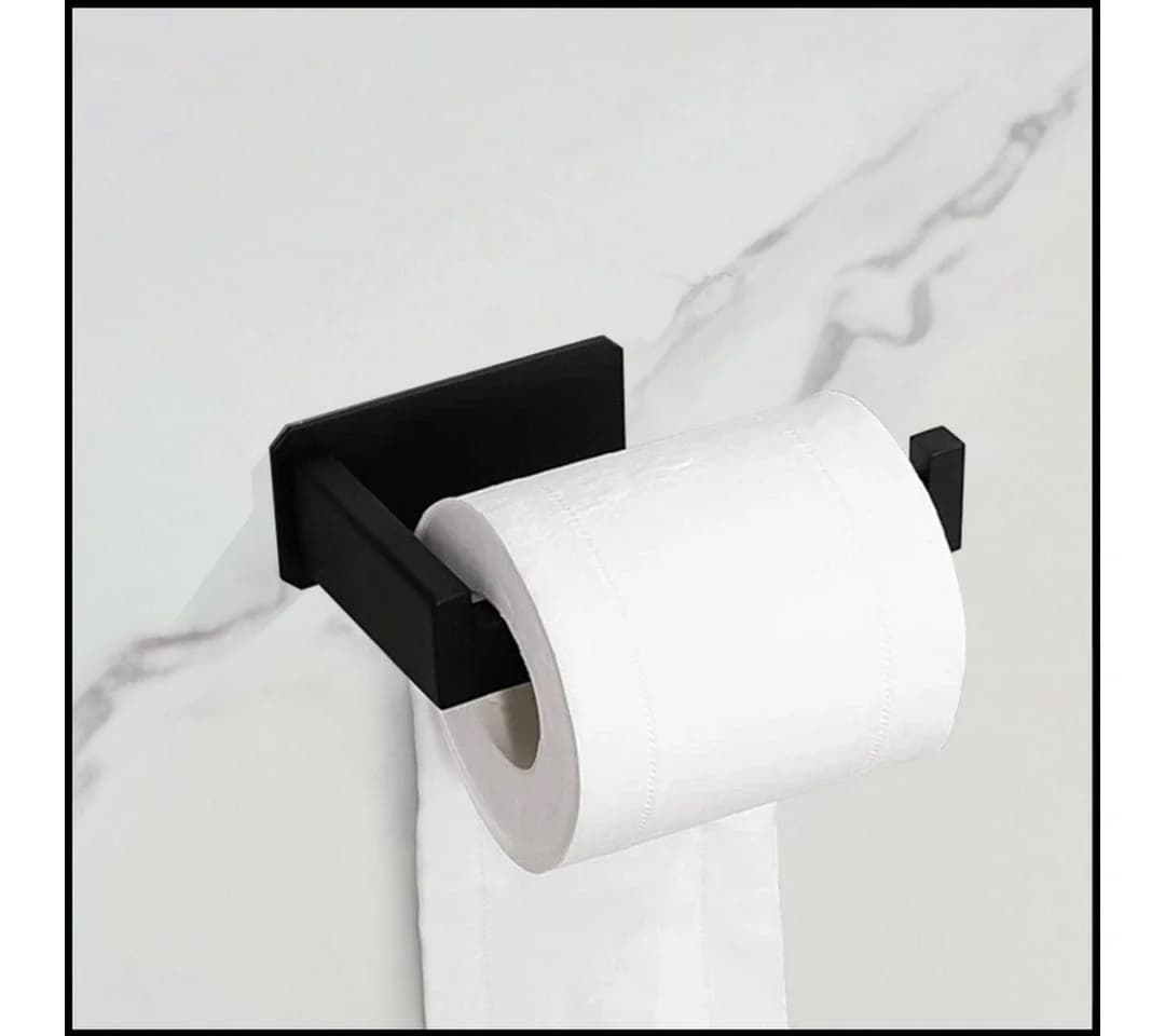 LIVINA HOME Toilettenpapierhalter Schwarz Selbstklebend Edelstahl - Bild 1