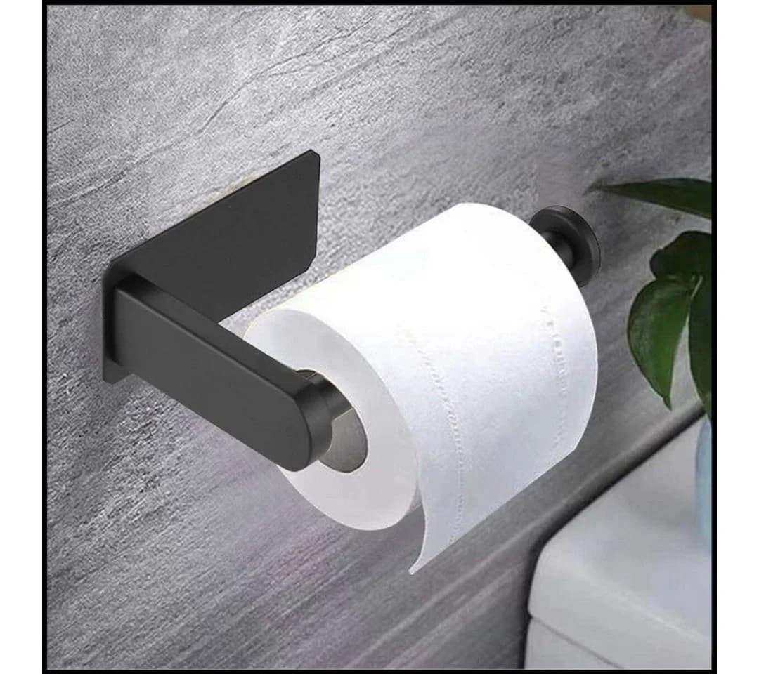 LIVINA HOME Toilettenpapierhalter Schwarz Selbstklebend Edelstahl