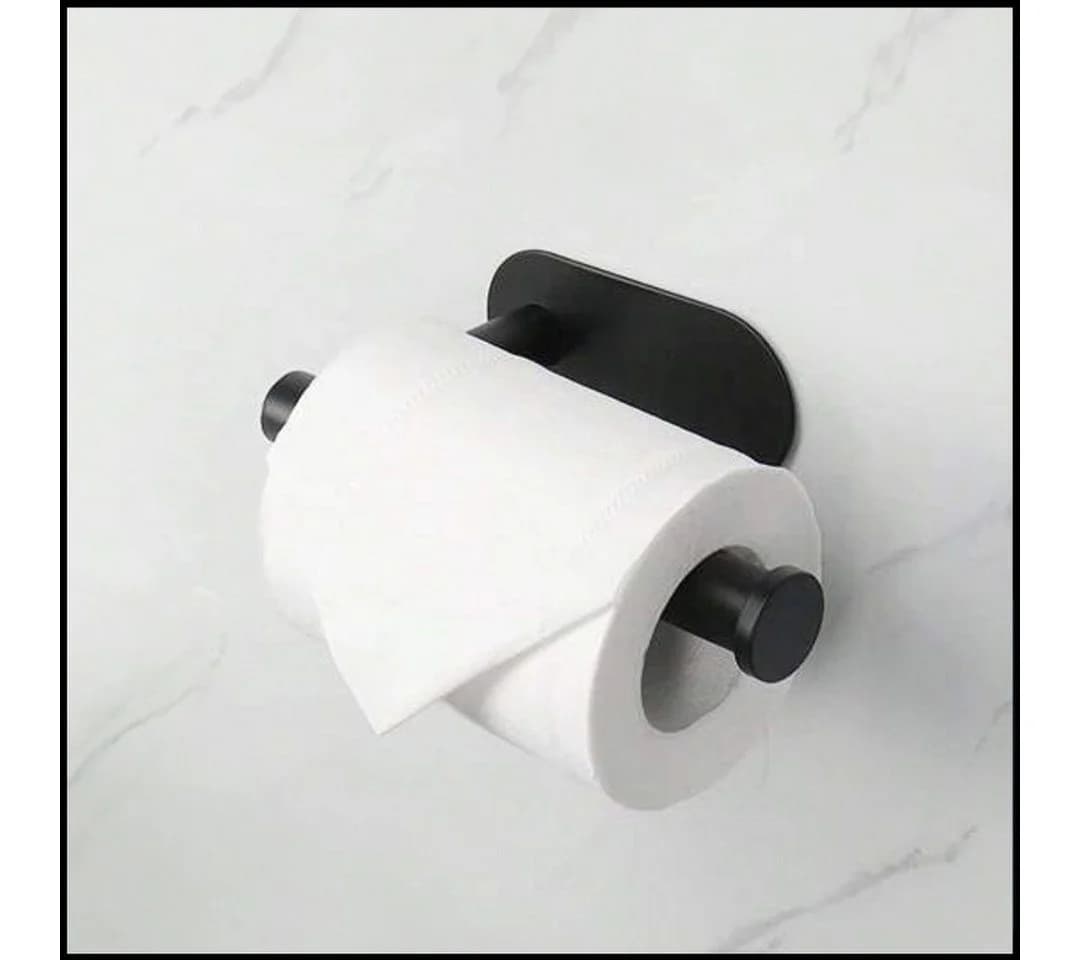LIVINA HOME Toilettenpapierhalter Schwarz Selbstklebend Edelstahl