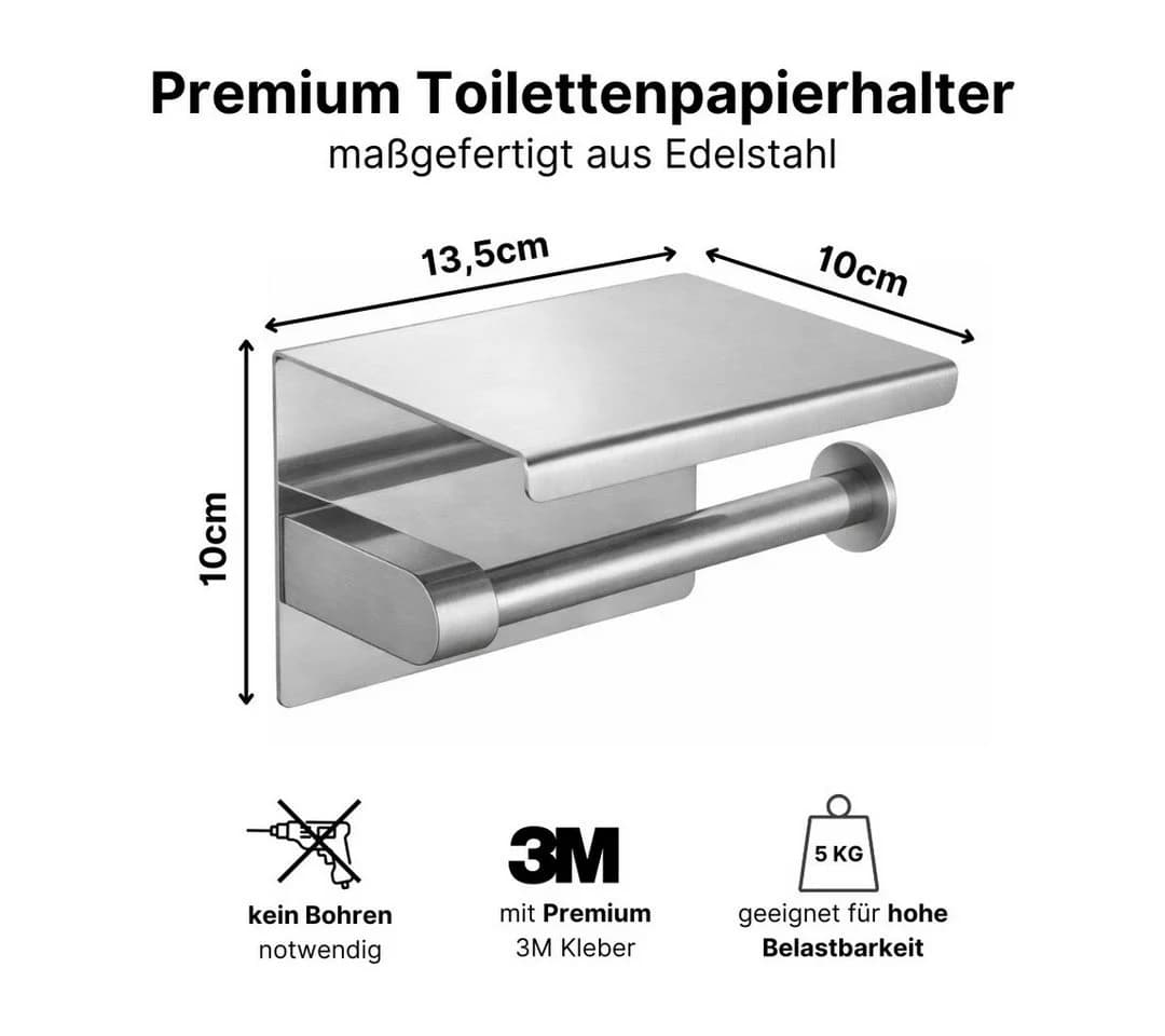 LIVINA HOME Toilettenpapierhalter Selbstklebend Edelstahl - Bild 1