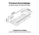 LIVINA HOME Duschablage ohne Bohren, Schwarz, 4 Haken Bild 4