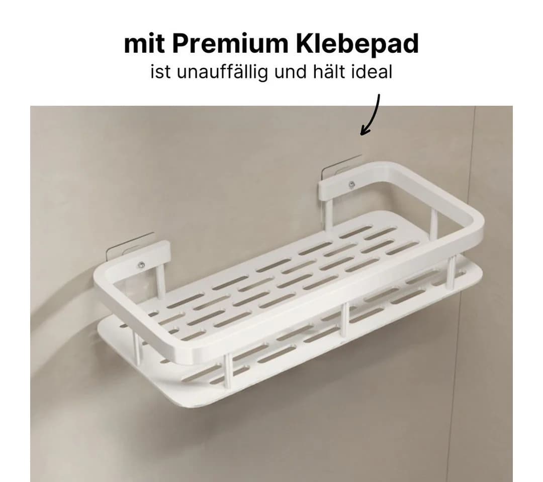LIVINA HOME Duschablage ohne Bohren, Schwarz, 4 Haken - Bild 5