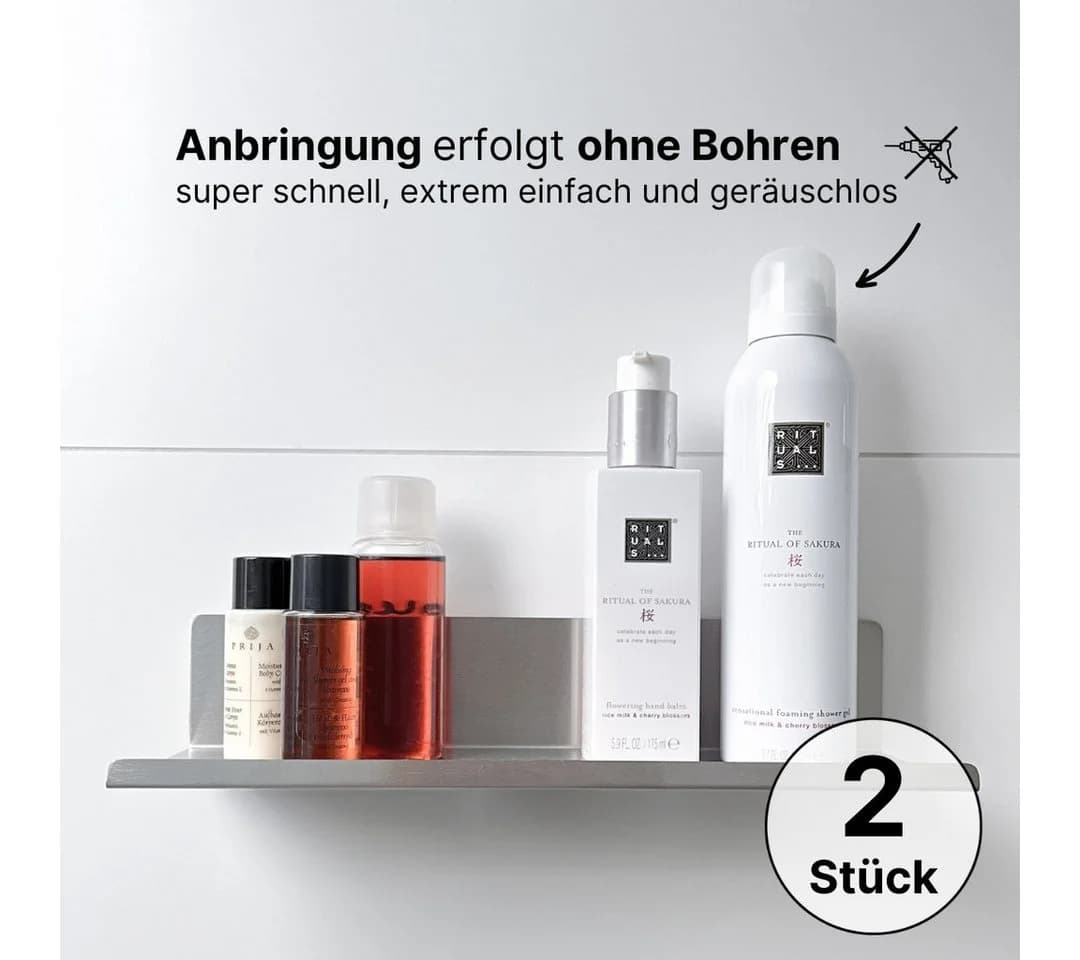 LIVINA HOME Duschablage ohne Bohren, Schwarz, 2-tlg.