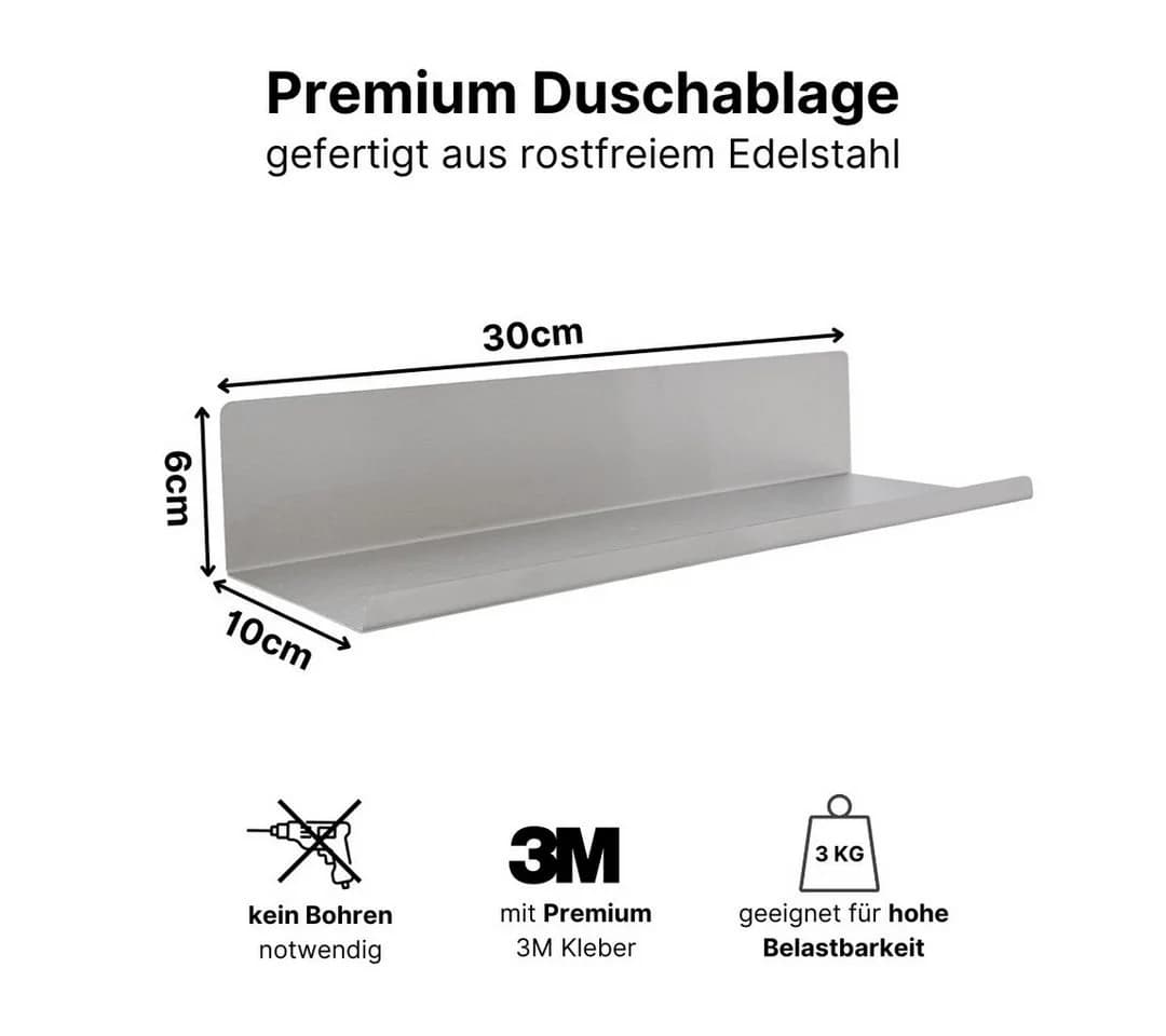 LIVINA HOME Duschablage ohne Bohren, Schwarz, 2-tlg. - Bild 3