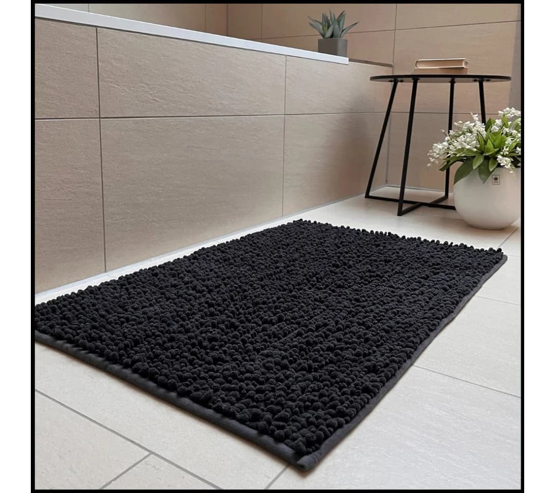 LIVINA HOME Badematte Schwarz Rutschfest Chenille