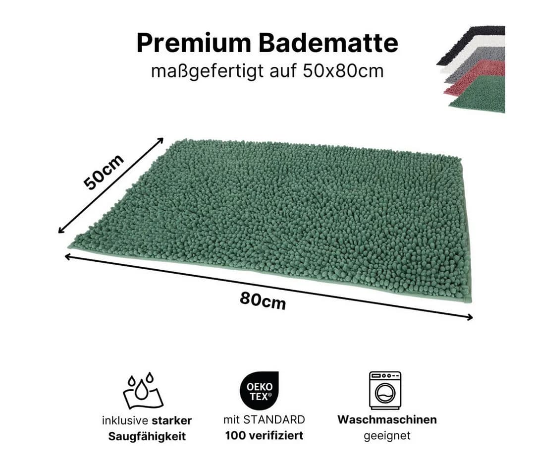 LIVINA HOME Badematte Grün Rutschfest Chenille - Bild 3