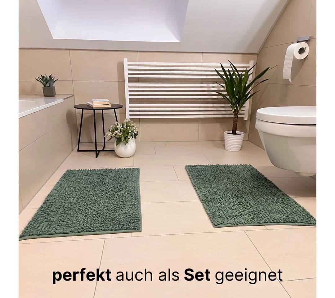 LIVINA HOME Badematte Grün Rutschfest Chenille - Bild 4