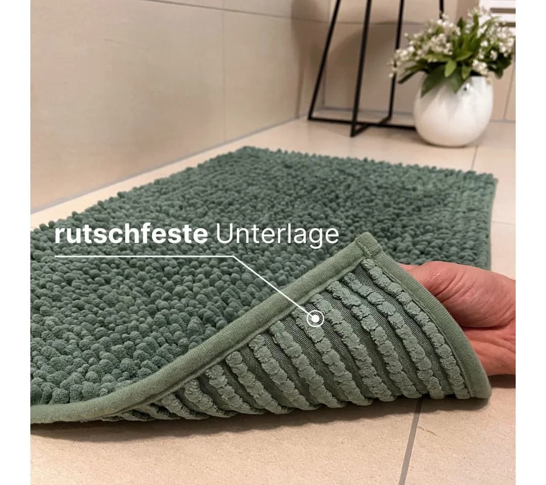 LIVINA HOME Badematte Grün Rutschfest Chenille - Bild 5