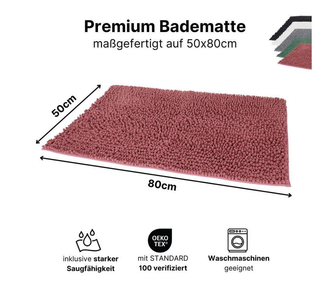 LIVINA HOME Badematte Rosa Chenille Rutschfest 50x80 cm - Bild 3