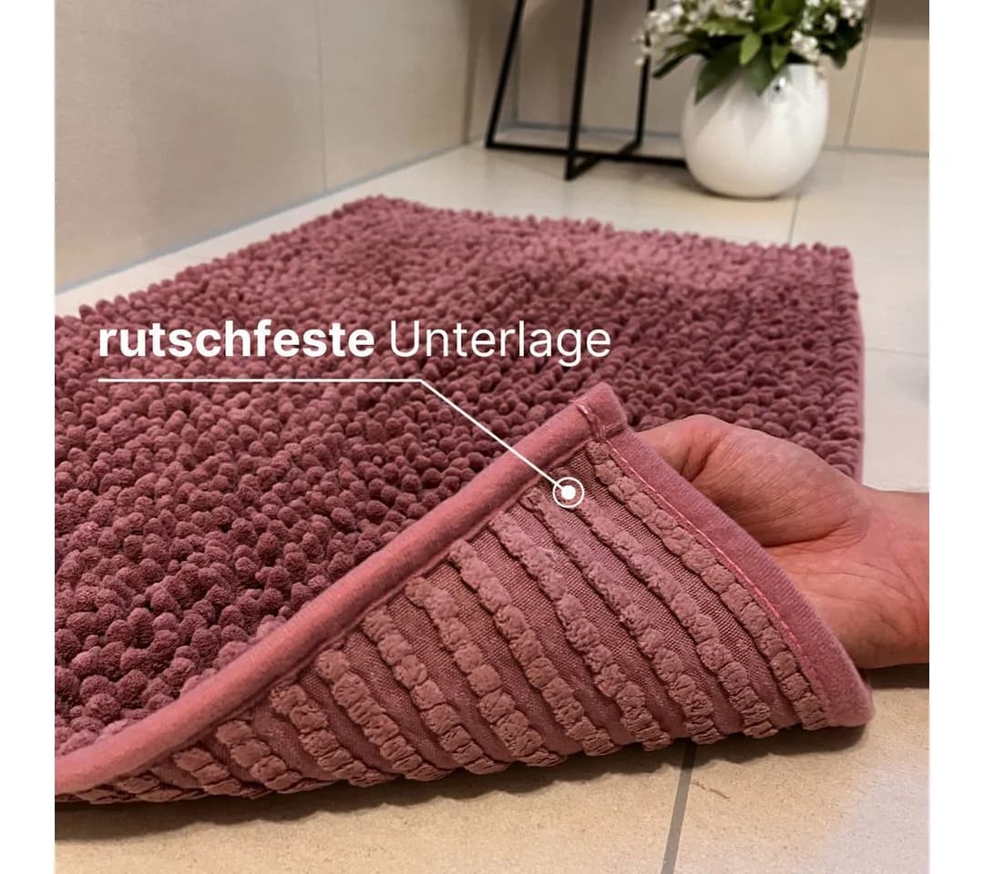 LIVINA HOME Badematte Rosa Chenille Rutschfest 50x80 cm - Bild 5