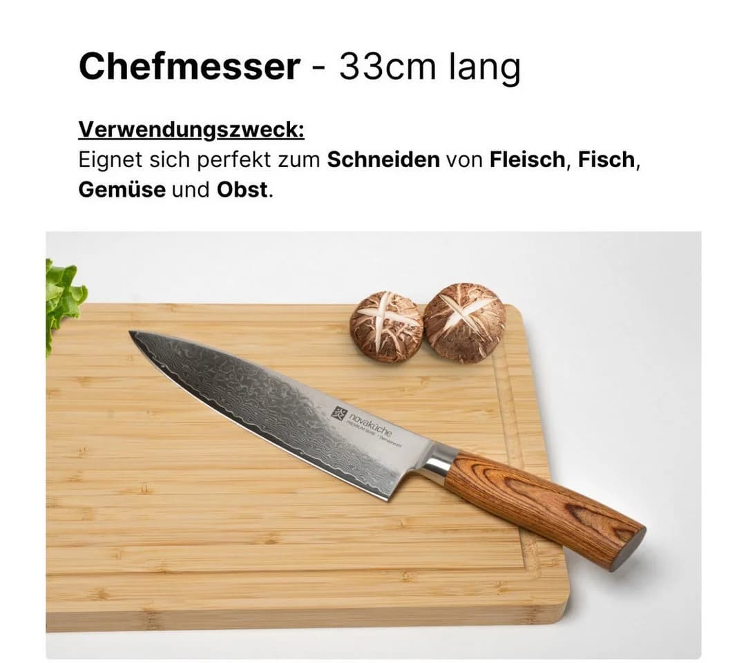 LIVINA HOME Damastmesser Chefmesser 67 Lagen Damaststahl Echtholzgriff - Bild 4