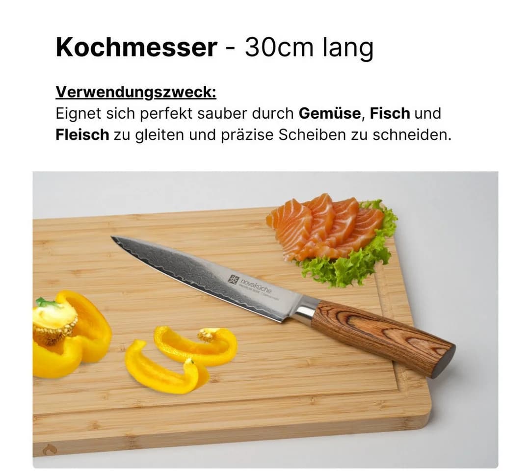LIVINA HOME Damastmesser Chefmesser 67 Lagen Damaststahl Echtholzgriff - Bild 5