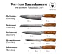 LIVINA HOME 6-tlg. Messer-Set Damaststahl Echtholzgriff Japanischer Art Bild 1