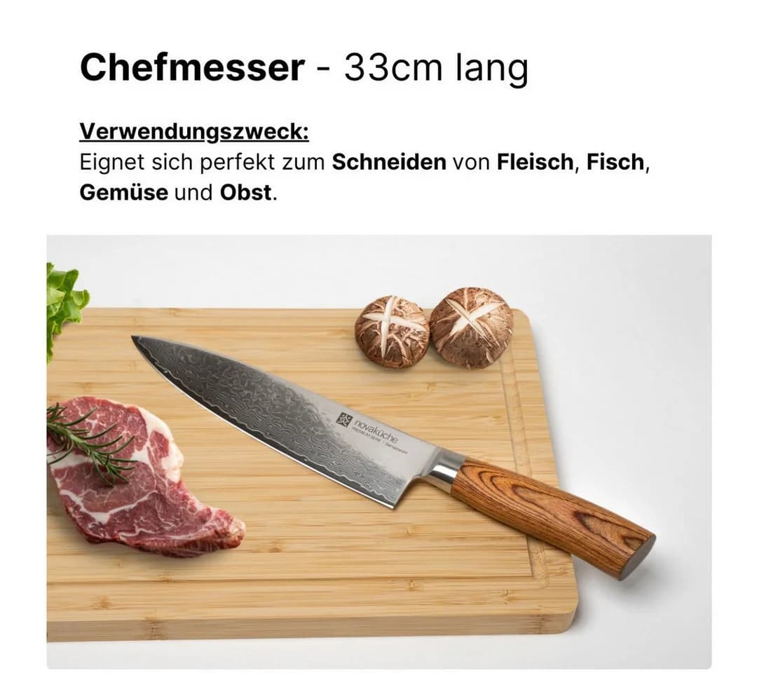 LIVINA HOME 6-tlg. Messer-Set Damaststahl Echtholzgriff Japanischer Art - Bild 4
