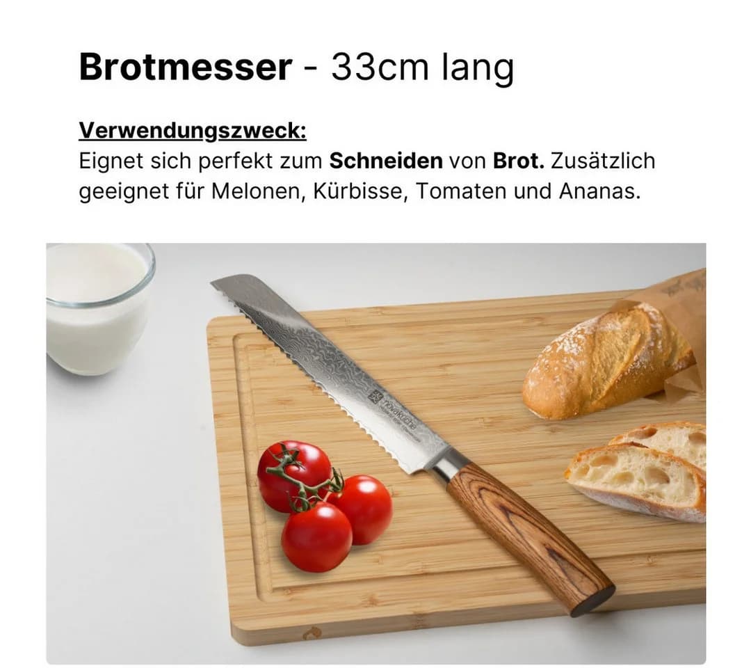 LIVINA HOME 6-tlg. Messer-Set Damaststahl Echtholzgriff Japanischer Art - Bild 5