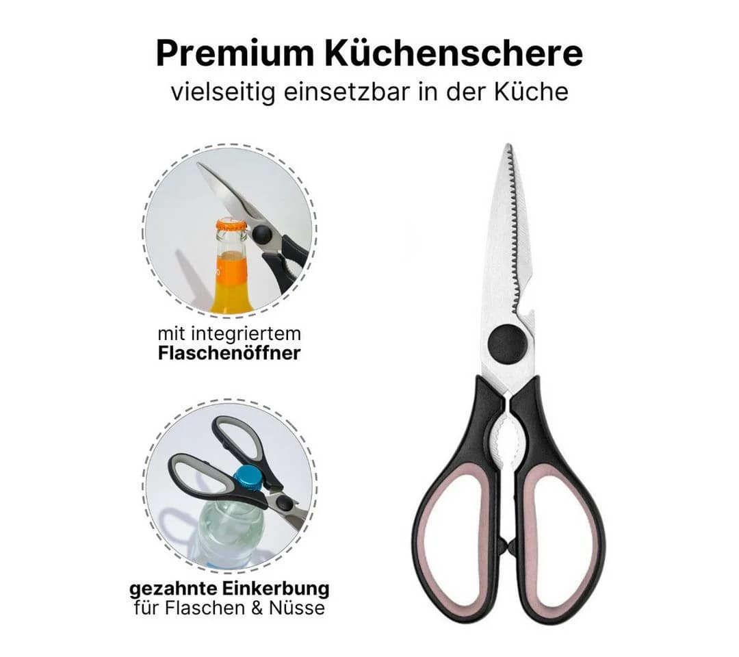LIVINA HOME Multifunktions-Küchenschere aus Edelstahl, Schwarz