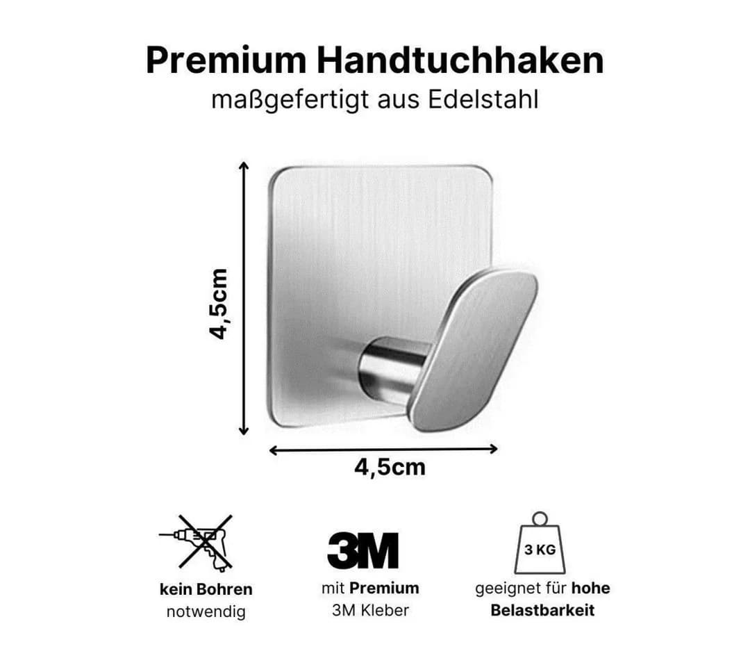 LIVINA HOME Handtuchhaken selbstklebend 4er Set Silber/Schwarz