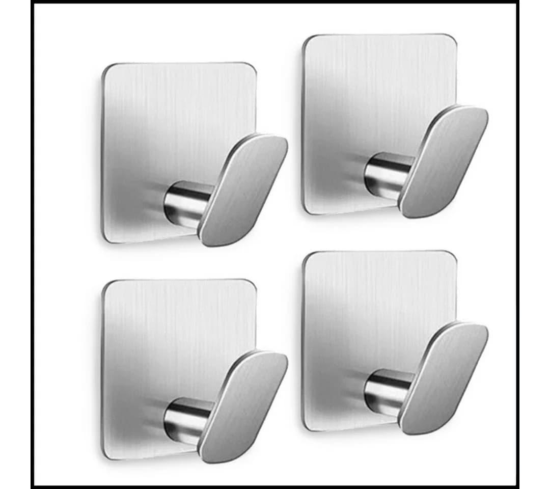 LIVINA HOME Handtuchhaken selbstklebend 4er Set Silber/Schwarz - Bild 2