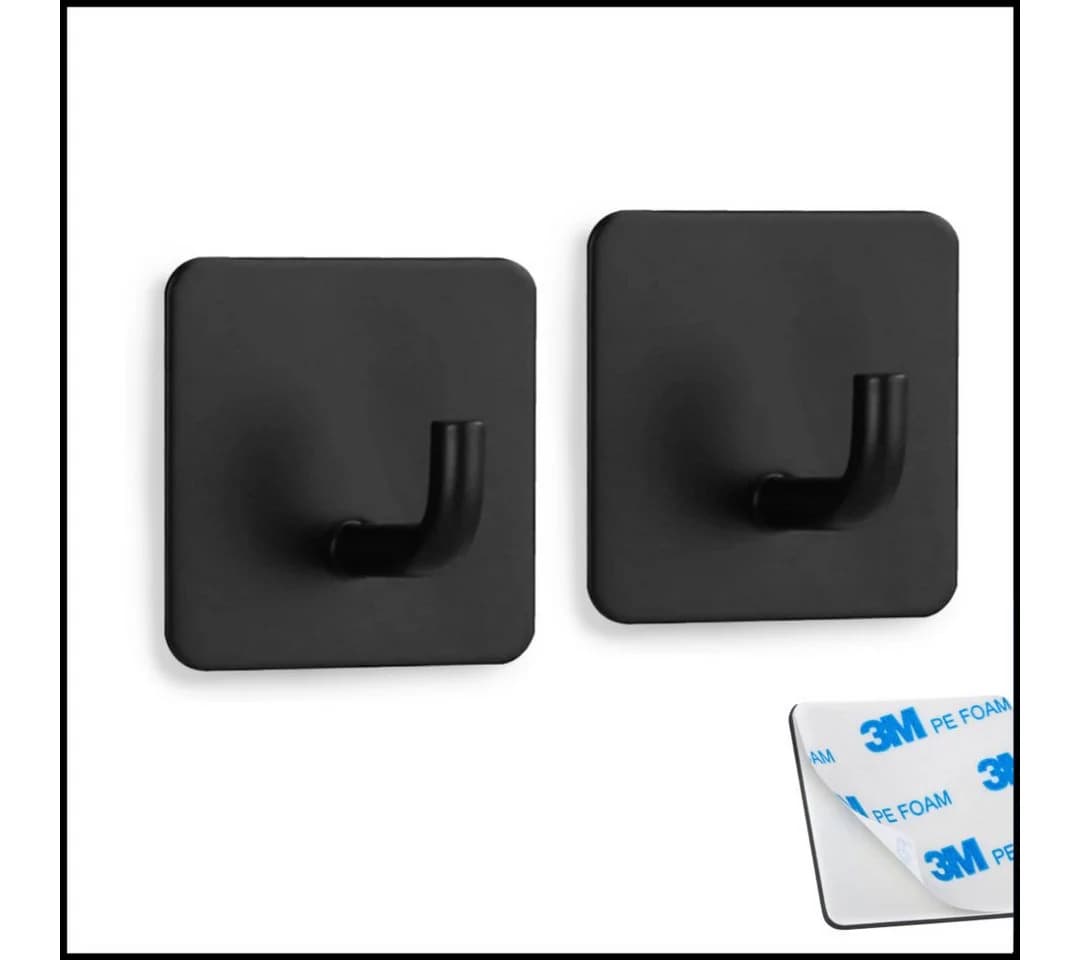 LIVINA HOME Handtuchhaken selbstklebend Edelstahl Schwarz/Silber (2-Stück) - Bild 2