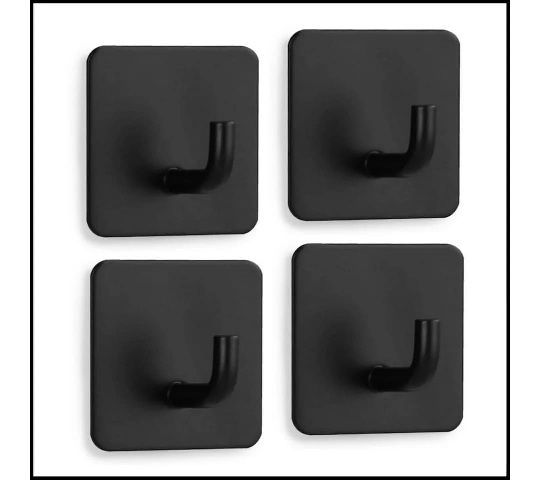 LIVINA HOME Handtuchhaken selbstklebend 4er Set Schwarz/Silber Edelstahl - Bild 2