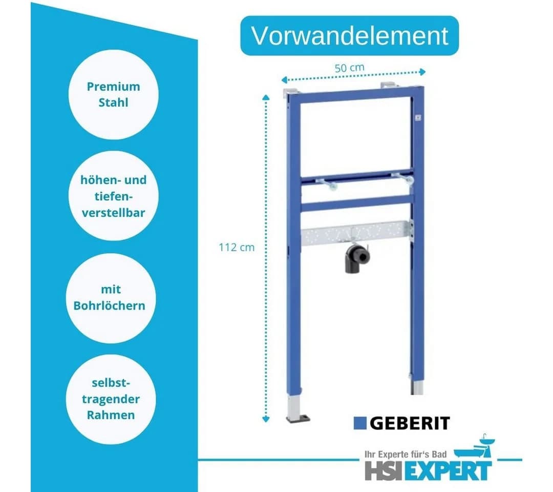 Geberit Vorwandelement Bad Komplettset mit spülrandlosem WC und Grohe Armatur