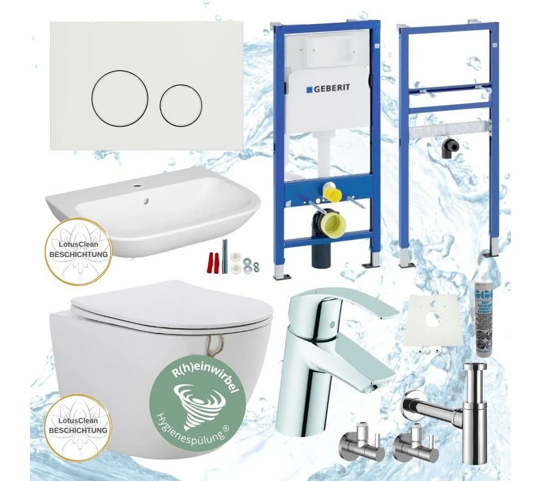 Geberit Vorwandelement Bad Komplettset mit spülrandlosem WC und Grohe Armatur - Bild 2